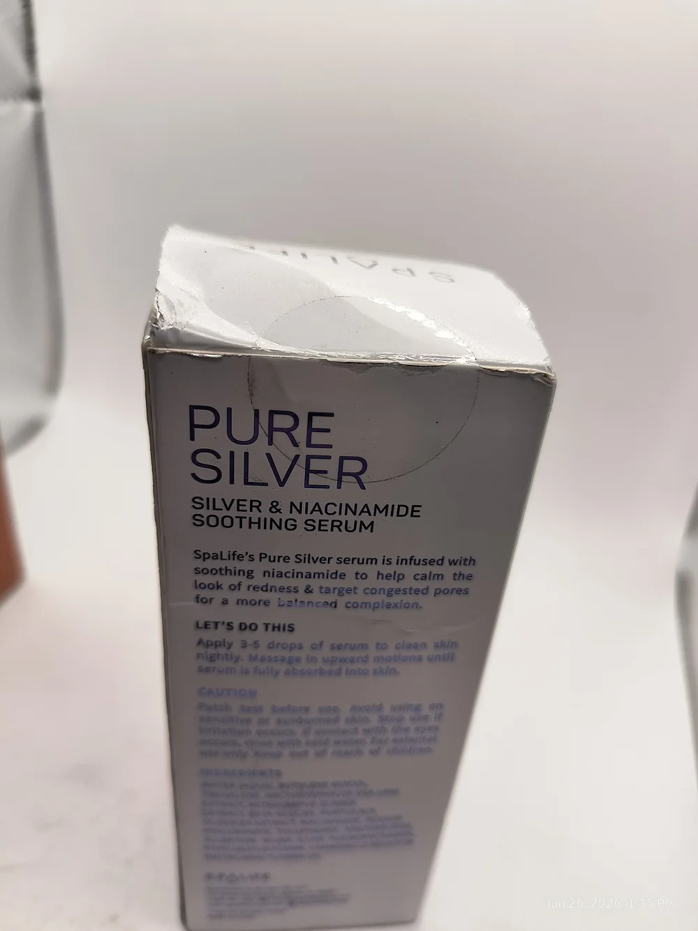 SpaLife Pure Silver & Niacinamide Soothing Serum - Sealed Box DMG